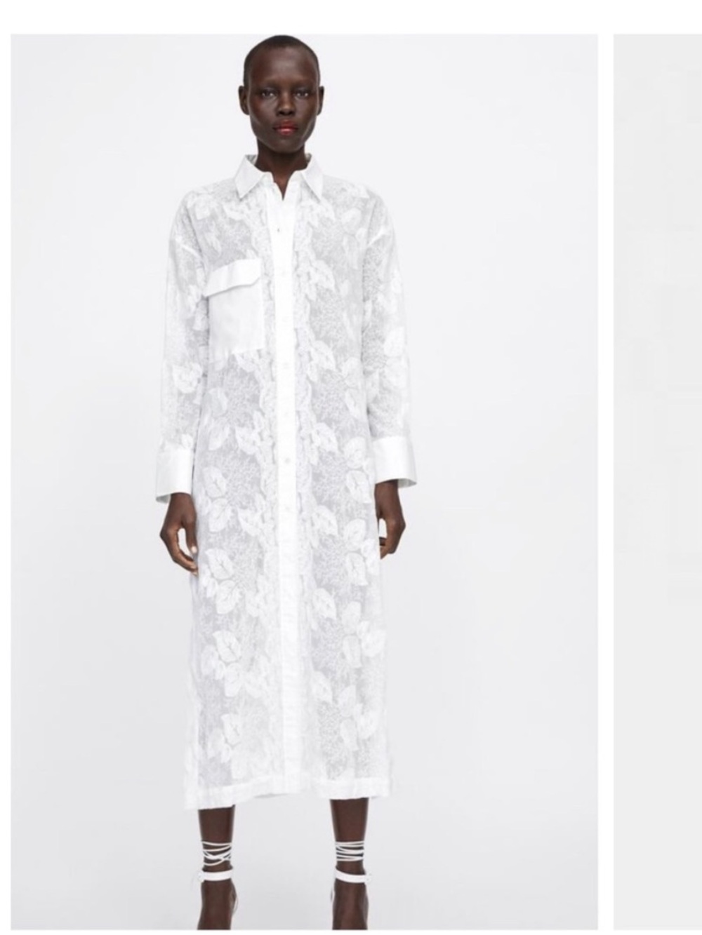 Zara White Embroidered Tunic/ Dress NWT